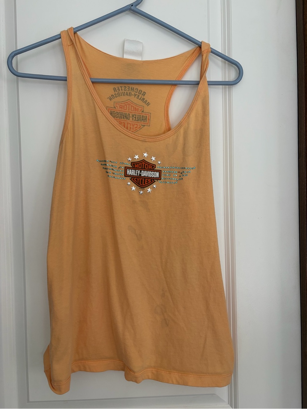 Harley-Davidson Women's Light Orange Scoop Neck Tank with Logo